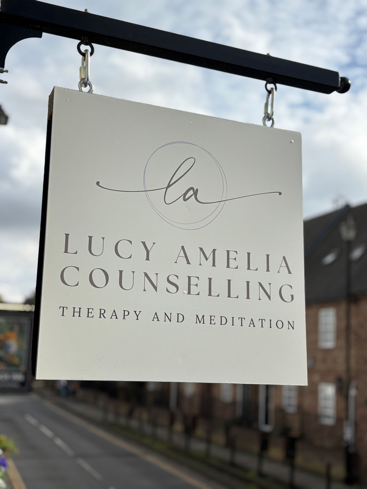 Lucy Amelia Counselling signage, Therapy and Meditation